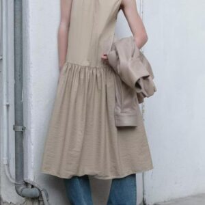Women Summer Patchwork Sleeveless Puffy Dress