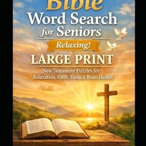 Bible Word Search for Seniors New Testament book cover featuring large-print Christian word search puzzles inspired by the New Testament