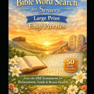 Bible Word Search for Seniors Old Testament book cover featuring large-print Christian word search puzzles inspired by the Old Testament
