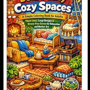 Bold and Easy Cozy Spaces A Simple Coloring Book for Adults cover