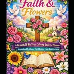 Faith and Flowers Bible Verse Coloring Book for Women Inspirational Scriptures cover