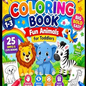 My First Coloring Book cover showing a clean animal coloring book for toddlers layout with cute illustrations.