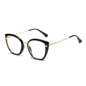 Cat eye glasses frame for women trendy contrast plain mirror fashionable glasses frame anti blue light glasses