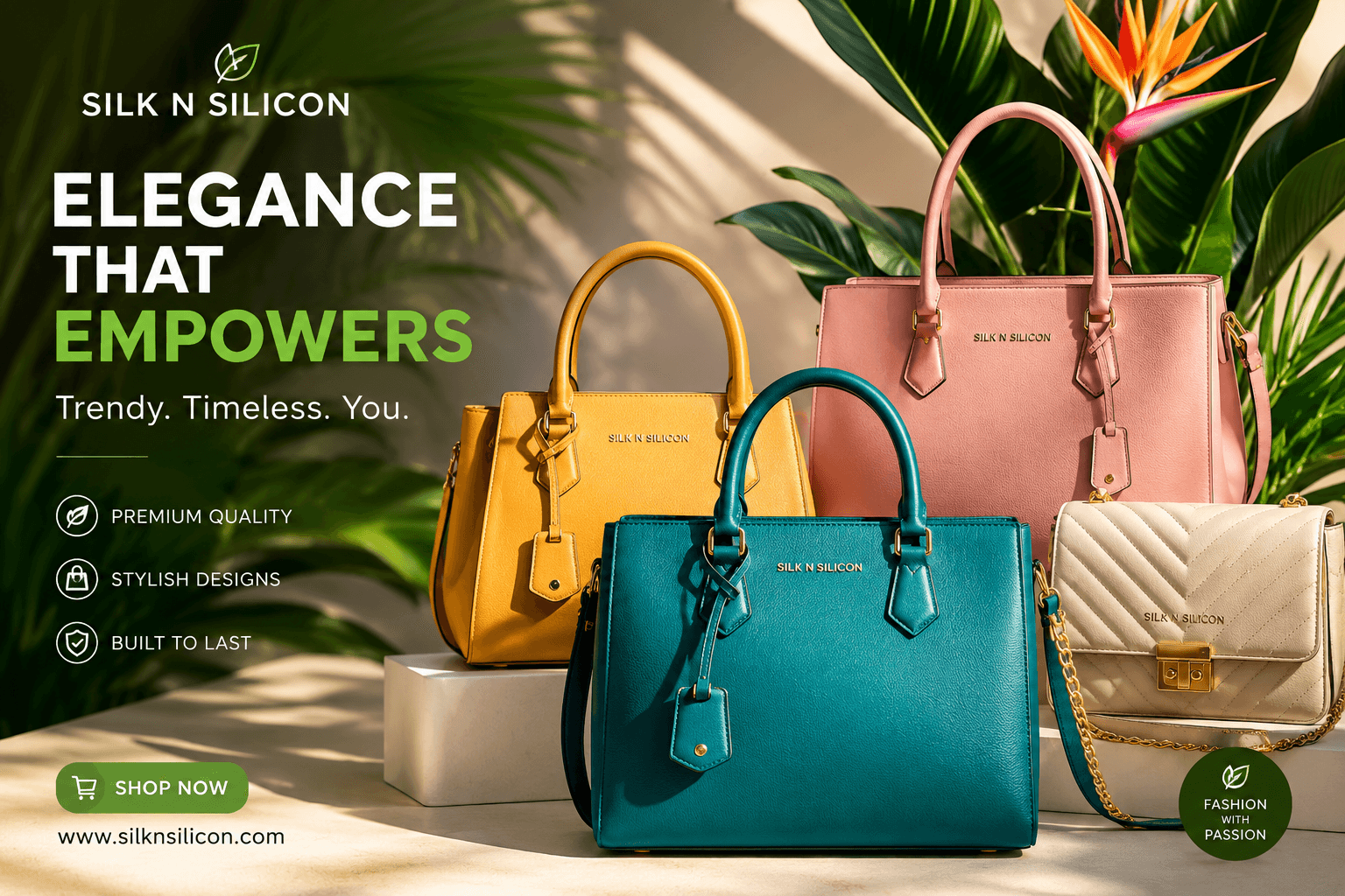 SILK N SILICON vibrant women’s handbags collection