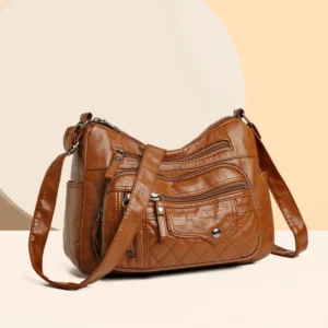 PU Leather Multi Pockets Adjustable Strap Shoulder Bag