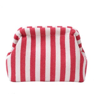 Striped women's handbag with vertical stripes and contrasting color shell bag